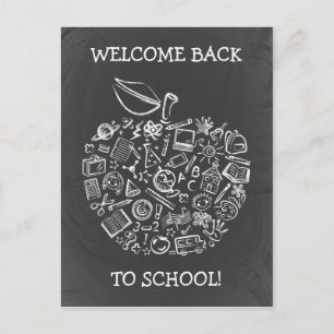 Chalkboard Teachers Apple Postcard