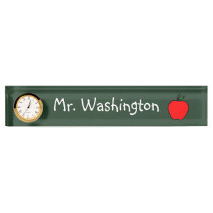 Chalkboard Teacher's Clock Desk Nameplate Gift