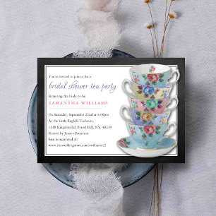 Chalkboard Teacups Bridal Shower Tea Party Invitation