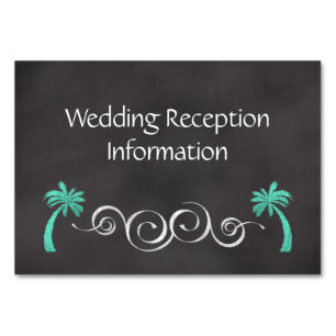 Chalkboard Teal Beach Wedding Reception Insert Table Number