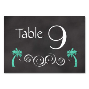 Chalkboard Teal Beach Wedding Table Number