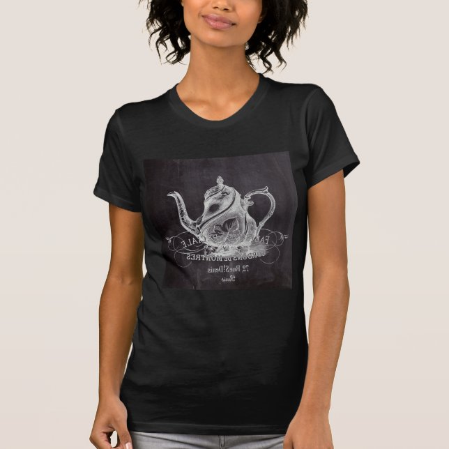 Chalkboard teapot Alice in Wonderland tea party T-Shirt (Front)
