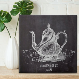 Chalkboard teapot Alice in Wonderland tea party Tile