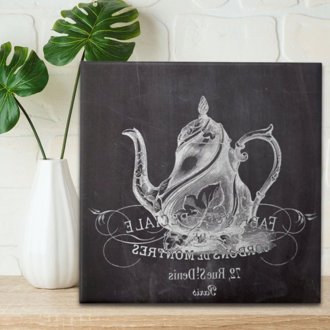 Chalkboard teapot Alice in Wonderland tea party Tile (Chalkboard teapot Alice in Wonderland tea party Tile)