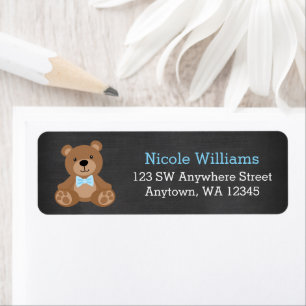 Chalkboard Teddy Bear Boy Return Address Label