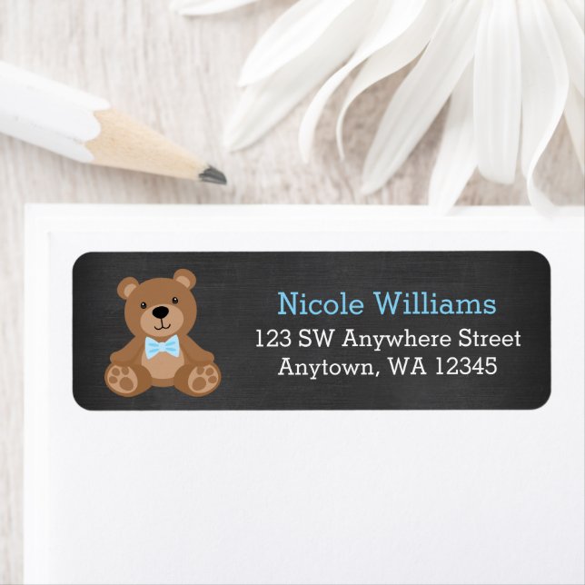 Chalkboard Teddy Bear Boy Return Address Label (Insitu)
