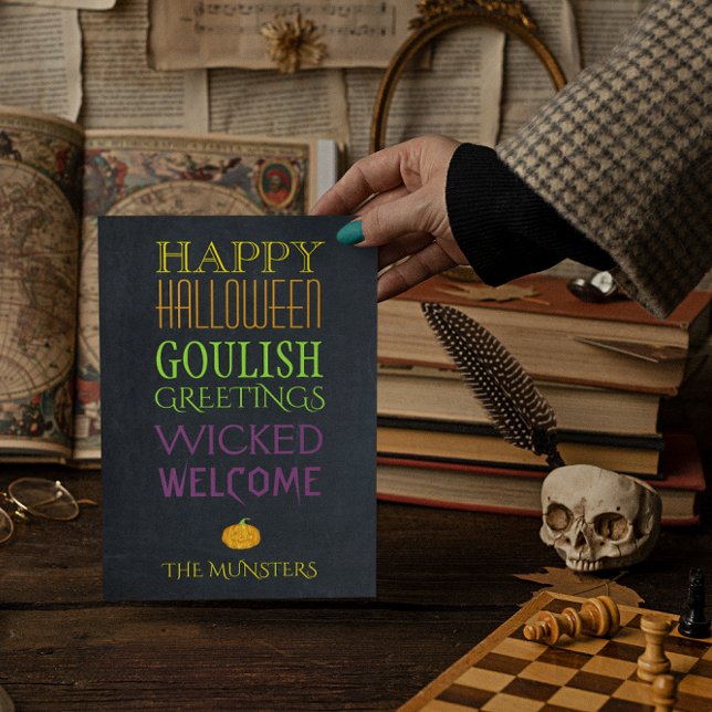 Chalkboard Text Halloween Greetings Card (Creator Uploaded)