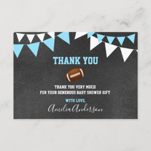 Chalkboard THANK YOU Blue FOOTBALL BOY baby shower Invitation