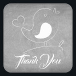 Chalkboard Thank You Sticker Bird Stickers<br><div class="desc">Fall in love with this chirping bird thank you sticker on a chalkboard background and and a heart shaped tail.</div>