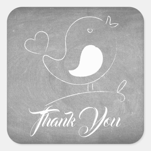 Chalkboard Thank You Sticker Bird Stickers (Front)