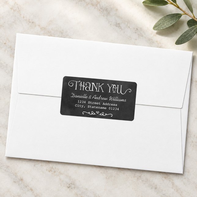 Chalkboard Thank You Wedding Return Address Label (Creator Uploaded)