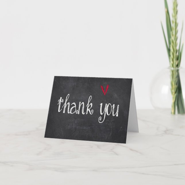 Chalkboard Thank You with Red Heart Card (Front)