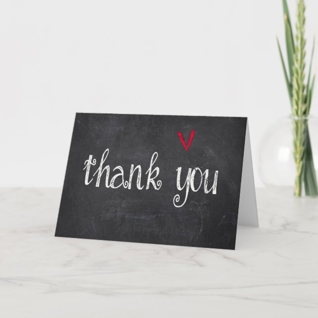 chalkboard thank you with red heart card (Front)