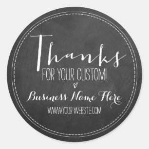 Chalkboard "Thanks For Your Custom!" Business Classic Round Sticker
