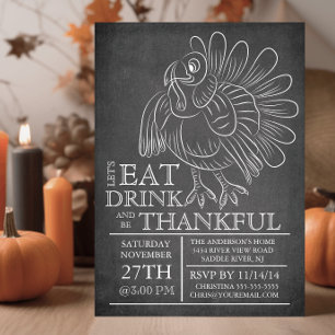 Chalkboard Thanksgiving Day Dinner Invitation