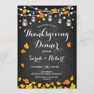 Chalkboard Thanksgiving Dinner Invitation