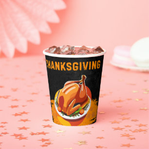 Chalkboard Thanksgiving Roasted Turkey Baby Shower Paper Cups