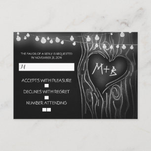 Chalkboard tree elegant wedding RSVP card