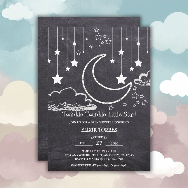 Chalkboard Twinkle Twinkle Little Star Baby Shower Invitation (Creator Uploaded)