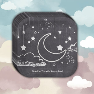 Chalkboard Twinkle Twinkle Little Star Baby Shower Paper Plate