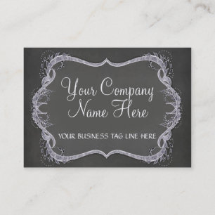 Chalkboard Typographic Leaf Swirl Modern Business Card