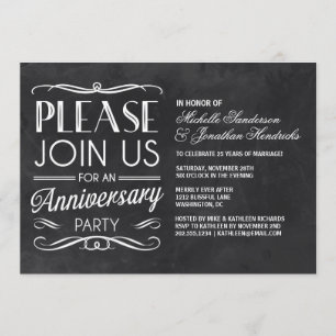 Chalkboard Typography   Anniversary Party Invite