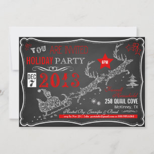 Chalkboard Typography Christmas Party Invitation