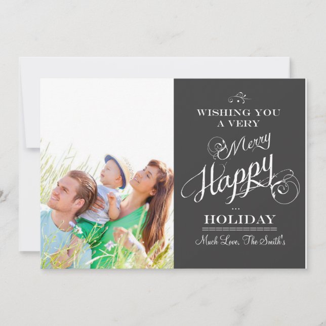 Chalkboard Typography Christmas photo card (Front)