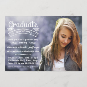 Chalkboard Typography Full Photo 2013 Graduation Invitation