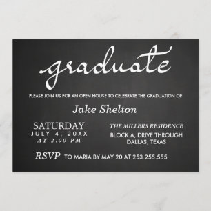 Chalkboard Typography Open House Graduation Invitation