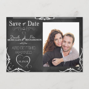 Chalkboard Typography Save the Date Photo Invite