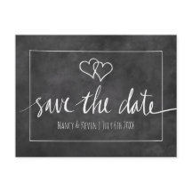 Chalkboard typography save the date wedding cards
