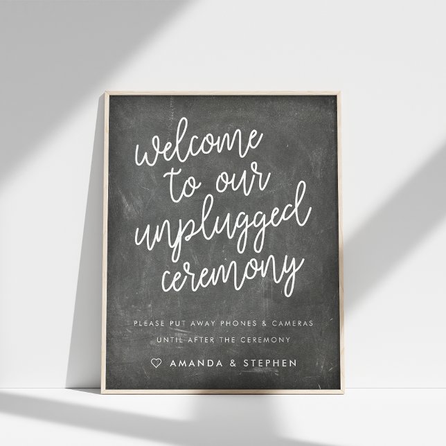 Chalkboard Typography Unplugged Wedding Ceremony Poster (Creator Uploaded)