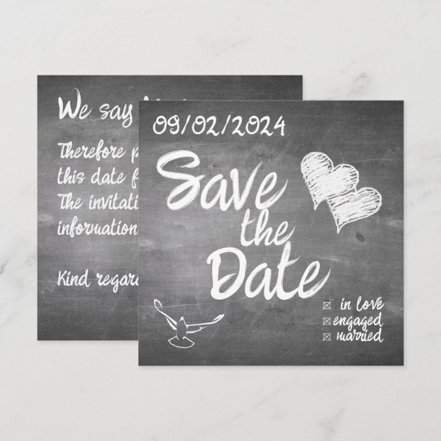 Chalkboard Typography Wedding Announcement (Front/Back)