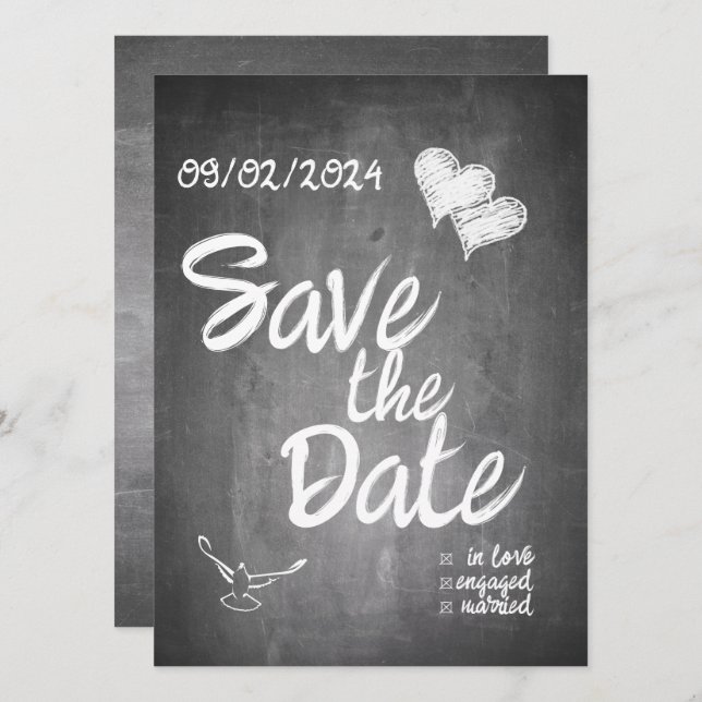 Chalkboard Typography Wedding Announcement (Front/Back)
