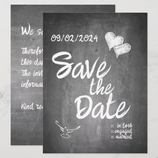Chalkboard Typography Wedding Announcement (Front/Back)