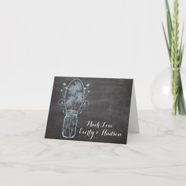 Chalkboard Typography Wedding Thank You Card (Front)