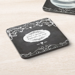 Chalkboard Typography Weddings Coaster