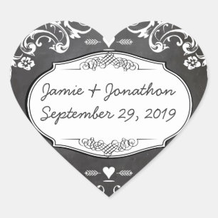 Chalkboard Typography Weddings Heart Sticker