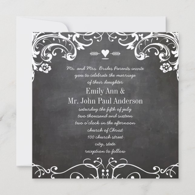 Chalkboard Typography Weddings Invitation (Front)