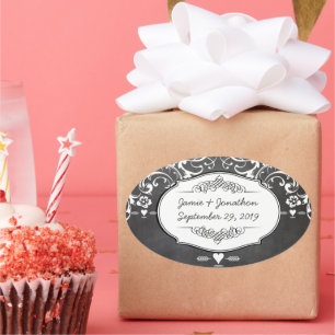 Chalkboard Typography Weddings Oval Sticker