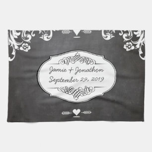 Chalkboard Typography Weddings Tea Towel