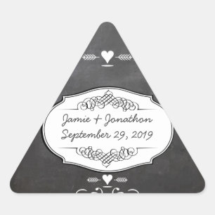 Chalkboard Typography Weddings Triangle Sticker