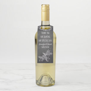 Chalkboard Typography Wine Bottle Favour Tag