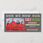 Chalkboard Ugly Christmas Sweater Photo Card<br><div class="desc">Super funny Chalkboard Ugly Christmas Sweater Photo Card with fun fonts on a chalkboard or black board background. Just replace the photo shown with your family portrait and adjust to fit. H</div>