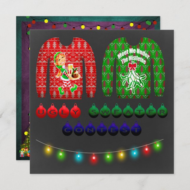 Chalkboard Ugly Sweater Christmas Party Invitation (Front/Back)