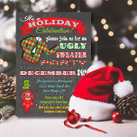 Chalkboard Ugly Sweater Christmas Party Invitation<br><div class="desc">Super cool Ugly Sweater Holiday Christmas Party invitations with an illustration of a ugly sweater,  fun typography and banners on a chalkboard background. Hand drawn illustration by McBooboo.</div>