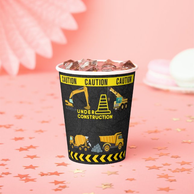 Chalkboard Under Construction Baby Shower  Paper Cups (Insitu)
