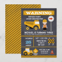 Chalkboard Under Construction Birthday Invitation