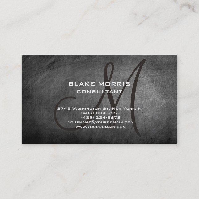 Chalkboard Unique Original Classical Monogram Business Card (Front)
